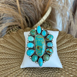 Large Round Turquoise Adjustable Ring