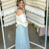 Ever After Lace Maxi Skirt - Dusty Blue