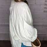 Preppy Girl Striped Button Down Top - Mint + Blue
