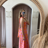Violette Maxi Dress - Orange + Pink Gingham