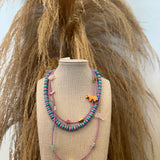 Turquoise + Vinyl Shortie Necklace