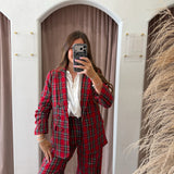 Holiday Plaid Blazer - Red