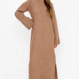 {MUMU} Lorraine Maxi Sweater Dress - Maple Brown Knit