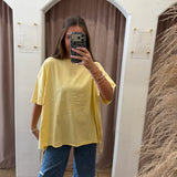 Fringe Tie Oversized Tee - Yellow