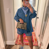 Dark Denim Fall Mom Shorts