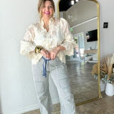 Lace Petal Crush Sheer Blouse