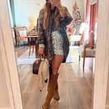 Vintage Teal Oversized Plaid Top