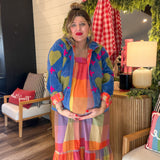 Chapman Embroidered Jacket - Bright Blue + Lime Green