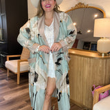 Birds Of A Feather Kimono - Aqua