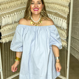 Baby Blues Off The Shoulder Mini Dress