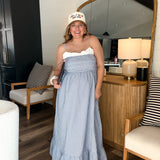 Clear Skies Gingham Maxi Dress - Blue