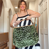 Green Leopard Olivia Slouchy Tote Bag