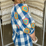 Clover Lane Embroidered Check Top
