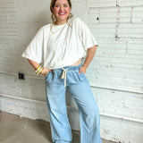 Pull On Wide Leg Jeans with Elastic Band - Hana