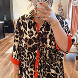 Red Glory Leopard Button Down Top