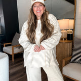 Cloudy Days Stripe Pants - Ivory + Baby Blue