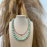 Matte Turquoise + Rainbow Spacer Necklace