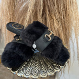 Hanni Black Belted Fur Clog