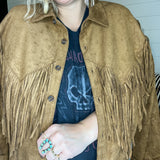 Country Camel Fringe Suede Jacket