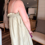 Celine Crinkle Maxi Dress - Green