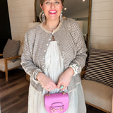 Piper Cardigan - Natural Pinstripe