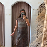 Made To Mesh Sequin Midi Dress - Brown