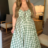 Basil Green Plaid Maxi Dress