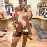 Stirrup Stories Horse Oversized Tassel Blouse - Pink
