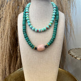 Pink Opal + Turquoise Statement Necklace