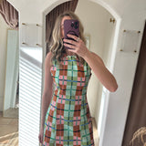 The Corner Booth Plaid + Pearls Mini Dress