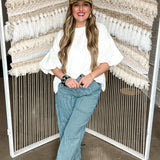 Dramatic Puff Sleeve White Tee