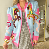 Adoro Horse Sherpa Jacket - Pink + Blue
