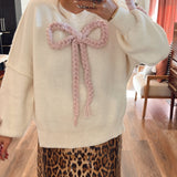 Wrap Me Up Bow Sweater Detail - Pink