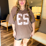 Varsity Oversized Tee - Brown