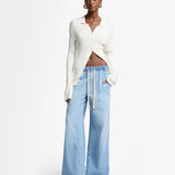 Pull On Wide Leg Jeans with Elastic Band - Hana
