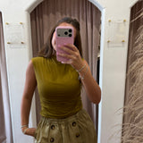 Soho Chic Mock Neck Tops - Olive