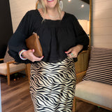 Zebra Striped Maxi Skirt