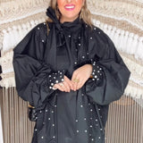 High Horses Pearl + Rhinestone Mini Dress - Black