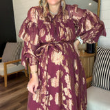 Magnolia Metallic Floral Midi Dress