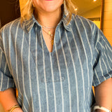 Railroad Denim Darling Dress - Stripes