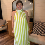 Limoncello Striped Halter Maxi Dress