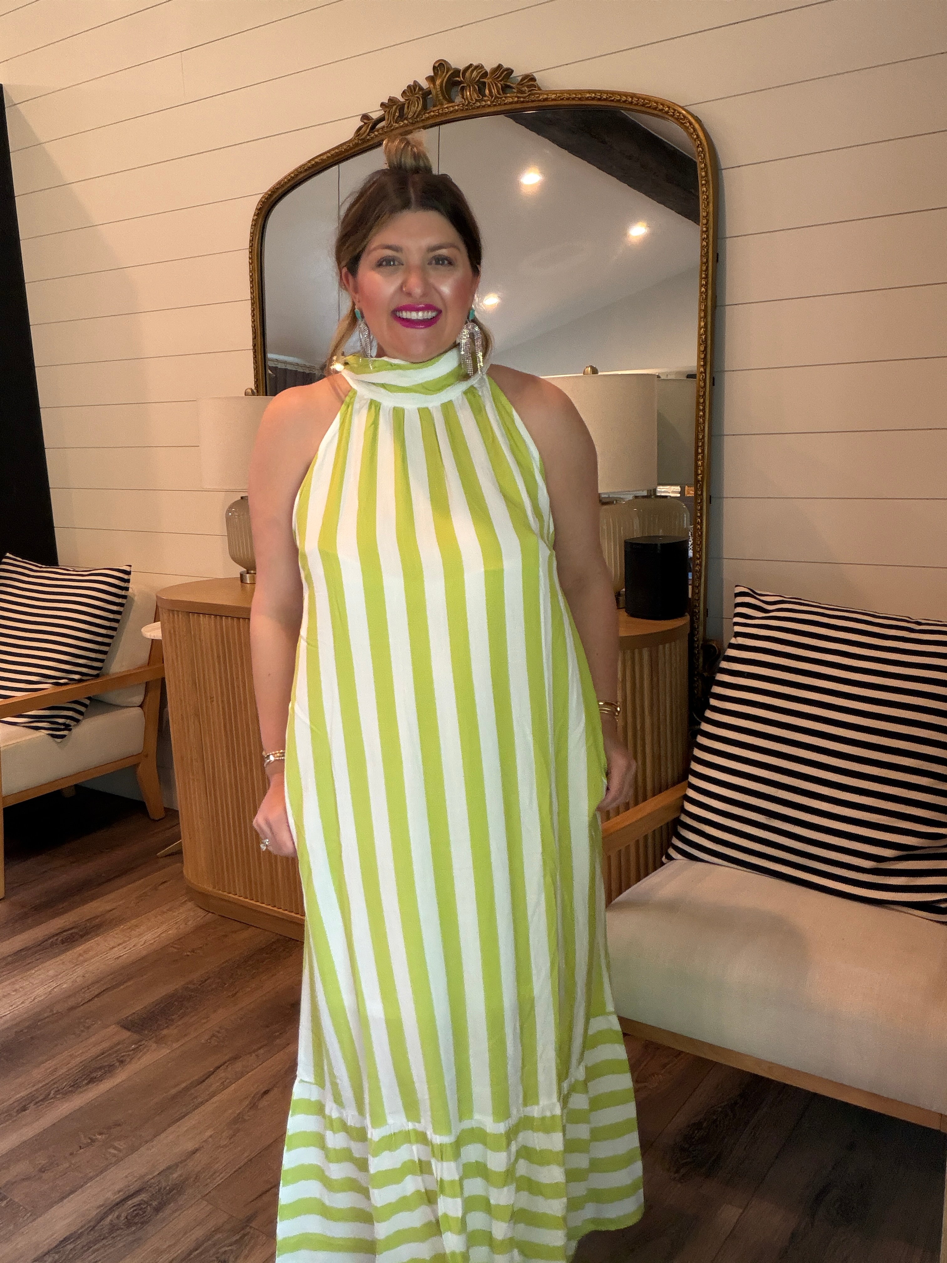 Limoncello Striped Halter Maxi Dress – Riche Hippie