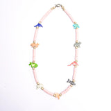 Long Mixed Fetish Necklace - Pink