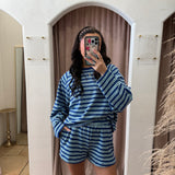 Tommy Terry Shorts - Blue + Turquoise Stripes