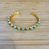 Turquoise + Gold Studded Cuff