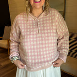 Strawberry Pink Gingham Pullover