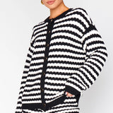 {MUMU} Inez Cardigan - Black & White Stripe Knit