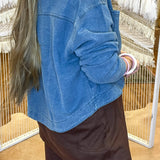 Blue Collar Baddie Button Up Top - Short