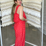 Spelling Red Floral Boho Pants