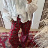 Holiday Plaid Pants - Red